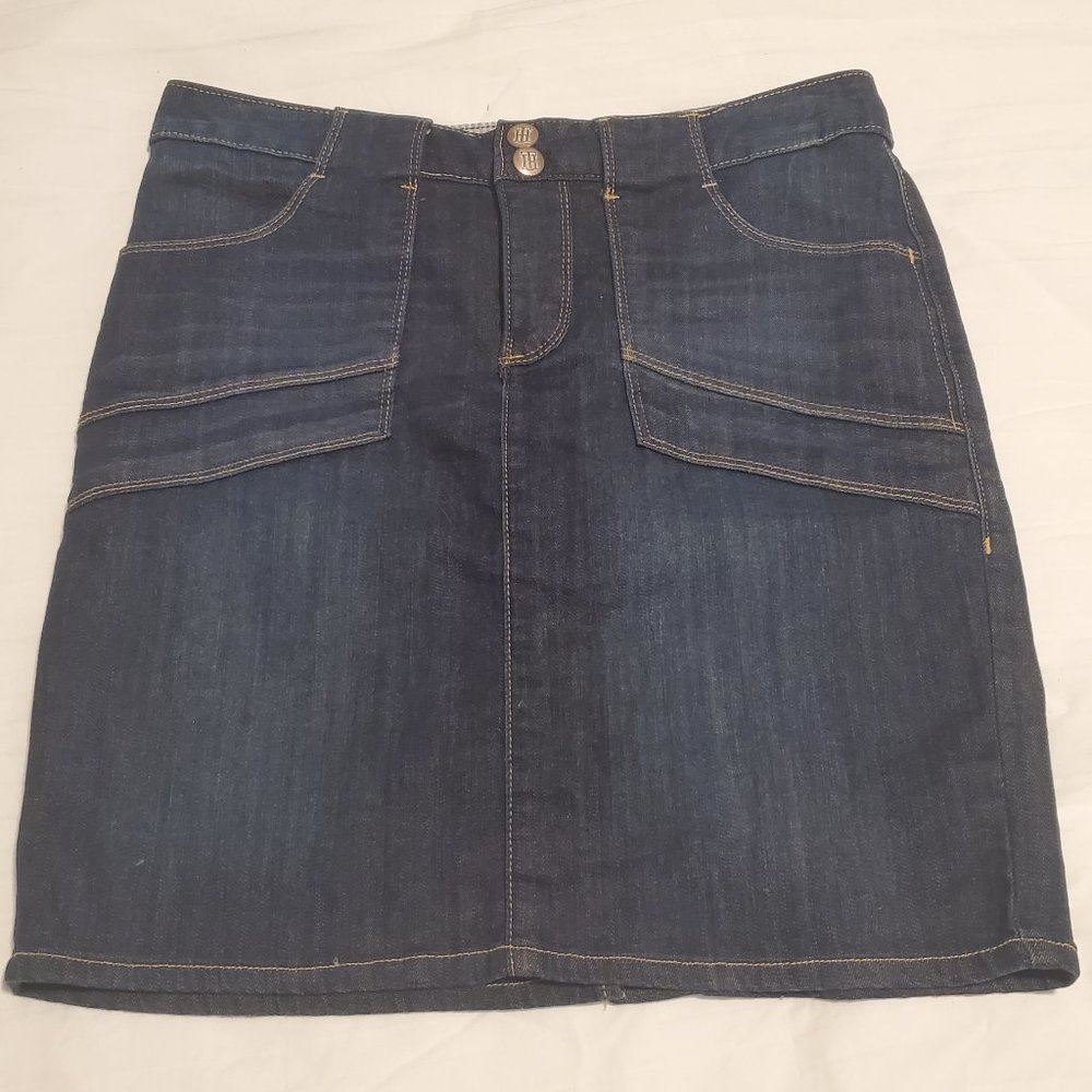 Vintage Y2K Tommy Hilfiger Denim Skirt Womens 6 Blue Twee Modern Preppy College